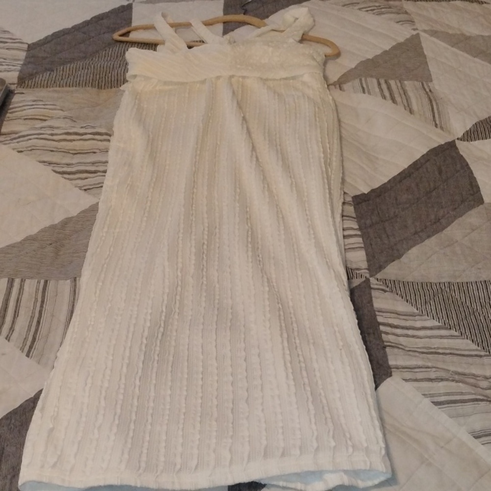 Fashion Nova Just Beautiful Textured Cream Sleeveless Skirt Set, Size: M, NWT